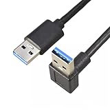 KKM-ラブショーUSB3.0上下左右90°方向変換ケーブルUSB 3.0 ケーブル タイプA-タイプA オス-オス メッキコネクタ搭載 高耐久性 USBケーブル 両端 オス 0.15m0.3m0.5m1m1.5m2m モデム対応 (下L, 0.15M)