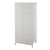 大量収納プラスチックチェスト 2列×8段 ホワイト色 NJ-0380