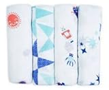 Weegoamigo Little Linen Company Muslin Baby Infant Blanket Blue Purple Swaddler by Weegoamigo
