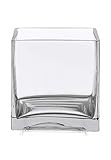 Flower Glass Vase Decorative Centerpiece For Home or Wedding by Royal Imports - Clear Glass Cube Sha