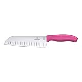 VICTORINOX(ビクトリノックス) 三徳包丁 食洗機対応 肉 魚 野菜 マルチに使える万能包丁 17cm 溝付 ピンク 人間工学に基づいた軽くて扱いやすいナイフ スイスクラシック 6.8526.17L5-X1