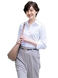 [LEONIS SHIRTS & FAVORITES] 楽々ストレッチ！お手入れ簡単なスマートベーシック シャツブラウス ７分袖 ホワイト M ［32212］