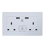 Demiawaking　LED指示ライト付き　埋込コンセント　二つUSB　トリプルジャック