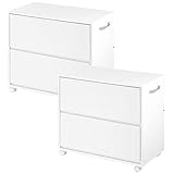 押入れ収納 2個組 キャスター付き ワゴン チェスト 収納 サイドチェスト 隙間 〔2杯+2杯〕 ホワイト