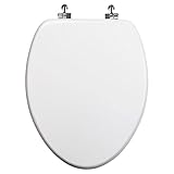 Topseat 6tsue9999cp 000細長い木製Toilet Seat withクロームメタルヒンジホワイト