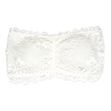 [Ron-velk] チューブトップブラ カップ付き レース 紐なしブラ チューブトップ インナー ブラジャー (L, ホワイト)