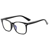 [Joopin] ブルーライトカットメガネ ウェリントン TR90 紫外線カット uv400 pc パソコン用 メンズ レディース 軽量（グロスブラック）