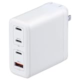 サンワダイレクト 充電器 USB-C PD 100W 4ポート Type-C ×3・USB-A×1 急速充電器 GaN(窒素ガリウム) 折りたたみ式プラグ ノートPC対応 ホワイト 700-AC043W