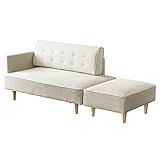 エア・リゾーム ソファー 2人掛け おしゃれ ローソファー ポケットコイル オットマン付きカウチソファ FREDY(フレディ) ベージュ