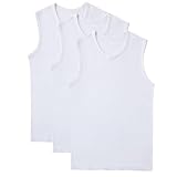[LKIYUW] タンクトップメンズ インナーシャツノースリーブ 3枚組 サーフシャツ無地クルーネック吸汗速乾Tシャツ肌着綿100%ホワイト