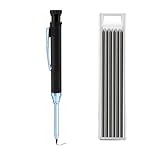 建築用シャーペン 建築用鉛筆 1本 替え芯1色6本付き 2.8mm 墨付け すみつけシャープペンシル 大工 建築 木工 工事 デッサン スケッチ マーク用マーキングツール (黒鉛筆+黒芯（6本箱）)