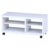 不二貿易 鏡面TV台 幅80cm キャスター付き ホワイト 97398