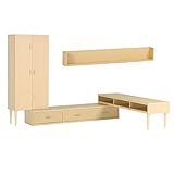 arne テレビ台 キャビネット ウォールシェルフ 完成品 日本製 配線収納 3点セット T-003/1500 T3H-cabi WallBox F-1500 ナチュラル