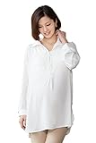Sweet Mommy とろみジョーゼット オブロングシャツ 竹繊維授乳タンク 2点セット 袖ロールアップ サイドスリット ブラウス オフィス 産前産後 授乳服 マタニティ M ホワイト