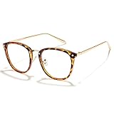 [Cyxus] 伊達メガネ 大きめ クリアレンズ ブルーライトカット UVカット おしゃれ 男女兼用 （8169T10 べっこう）