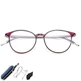 [ESAVIA] 老眼鏡 おしゃれ 超軽量 TR90 老眼用メガネ レディース メンズ ブルーライトカット 丸型ボストンフレーム 眼鏡 UV カット