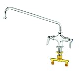 T&S Brass B-0200-CR Double Pantry Faucet, Single Hole Base, 4-Inch Spreader, Ceramas, 18-Inch Swing 