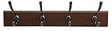 Headbourne 8042E 18 Dark Brown Hook Rail / Coat Rack with 4 Black Nickel Double Hooks by Headbourne