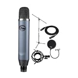 Blue Microphones Ember XLR コンデンサーマイク ポップフィルター ショックマウント マイクスタンド ストリーミングと録音用ケーブルバンドル (5アイテム)