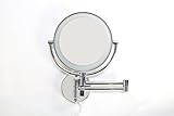 壁付けミラー 拡大鏡 3倍 LEDライト付 折りたたみホテルミラー