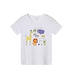 高品質のコットンキッズTシャツラウンドネックTシャツボーイ動物柄17 『』ホワイト