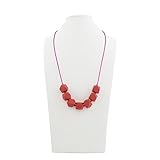 IntiPal Baby Silicone Teething Necklace - BPA Free Nursing Necklace for Mom to Wear (Purplish red) b