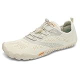 [SAGUARO]ベアフットシューズ メンズ レディース フィットネス トレーニング 幅広 トレーニングシューズ ジム 室内 通気性 超軽量 筋トレ ジムシューズ ポータブル 裸足 (ベージュ,23.0cm)
