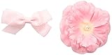 Toby & Company Toddler Girls 2 Piece Flower and Bow Fastener Clip Set Light Pink One Size [並行輸入品]