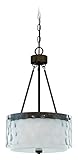 Jeremiah 35493-PR Kenswick 3 Light Pendant Light Fixture with Clear Hammered Outer & Frosted Ribbed 