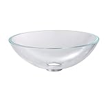 Kraus GV-100-SN Crystal Clear Glass Vessel Bathroom Sink with PU-MR Satin Nickel by Kraus
