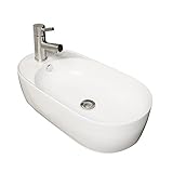 Whitehausコレクションwhkn1016 a IsabellaコレクションマウントBasin with Integratedオーバルボウル、センタードレイン、ホワイト
