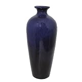Essential D?cor Entrada Collection Ceramic Vase, 15.75 by 6.5 by 6.5-Inch, Dark Blue [並行輸入品]