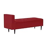 arne ベンチソファ 背もたれ無し ベンチチェアー 長椅子 片肘付き イス ダイニング 2人掛け 合皮レザー Baggy SA 2×5 レッド