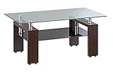 モダン ガラステーブル 透明ガラス ブラウン コーヒーテーブル 90cm 1122BR-B