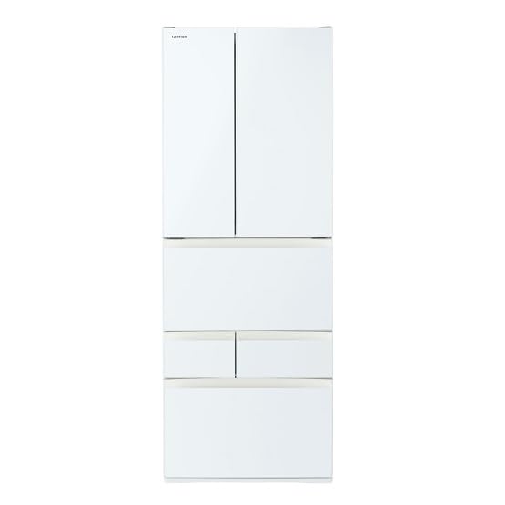 TOSHIBA(東芝) 冷蔵庫 GR-Y550FK(EW) グランホワイト 551L 幅68.5㎝ | フレンチドア, 野菜室がまんなか, 自動製氷, 両開きタイプ, ガラスドア
