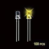 超高輝度LED　発光ダイオード　直径(φ)5mm　20ｍA 2 ピンLEDライト 発光ダイオード　レッドグリーンイエロー 100 x 5mm 100個入り (黄色)