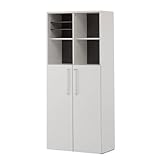 R・Fヤマカワ プリーマ 木製格子型シェルフ 2列5段 共通扉付き W800×D380×H1810mm SHWKS-25LD ホワイト扉