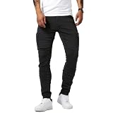 [Ｋａｙｉｙａｓｕ] デニムパンツ メンズ スキニージーンズ カーゴパンツ ストレッチ 大きいサイズ S-2XL ボタン付き コットン 春夏秋冬 カッコいい(M ブラック)