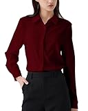 [YASHIGE] ブラウス ワイシャツ カッターシャツ レディース ドレスシャツ 長袖 無地 通勤 就活 オフィス 事務服 ビジネス ユニフォーム ノーアイロン 形態安定 ストレッチ 新生活 ワインレッド 2XL