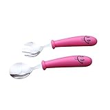 Verdental Kids Smile Face Spoon and Fork Set (Red) [並行輸入品]