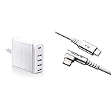 【C-C L字ケーブルセット】 エレコム USB コンセント 充電器 合計60W (USB PD対応) Type-C×1 / USB-A×4 【 iPhone (iPhone13シリーズ対応) / Android/タブレット 対応 】 ホワイト EC-ACD02WH 【1.2m】
