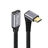 NFHK アップダウンアングルUSB-C USB 3.1 Type C オス-メス 延長データケーブル 10Gbps 100W スリーブ付き ノートパソコン用 20cm