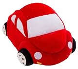 Qztuory車のぬいぐるみ - ぬいぐるみシミュレーション漫画の車のぬいぐるみクッション 乗用車 ぬいぐるみ 抱き枕 車 ぬいぐるみ ぬいぐるみ - 子供部屋、リビングルーム、ソファ用のPP綿充填装飾用品 (60cm,赤)