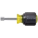 Klein Tools 61014M 1/4-Inch Magnetic Tip Nut Driver with 1-1/2-Inch Hollow Shank,Black/Yellow,1/4-In