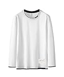 [Xiaoyu] tシャツメンズ 長袖 無地 重ね着風 ロングt シャツ おしゃれ メンズ tシャツ 綿100％ 柔らかい 快適 春 秋 (L, ホワイト)
