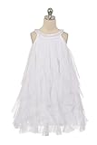 シンプルコレクション～女の子のメッシュフリルドレス「Simple Collection Girl Mesh Ruffle Dress」2歳から12歳 (9-10 years, ホワイト)