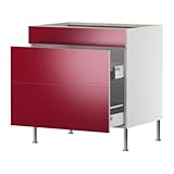 IKEA(イケア) FAKTUM アブストラクト レッド 80 cm 19856955 シンクユニット用ベースキャビネット 引き出し付/ フロント2枚、アブストラクト レッド