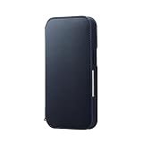 エレコム iPhone 14 / 13 ケース カバー 手帳型 耐衝撃 カードポケット付き マグネット開閉 ストラップホール付き ネイビー PM-A22APLFY2NV