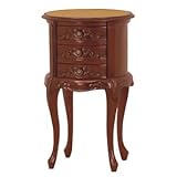 アンティーク調ラウンドチェスト/ミニテーブル 【3段 ブラウン】 木製/マホガニー 引き出し付き 『コモ』 猫足 【完成品】