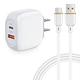 タイプC充電器 Android充電器 PD充電器 20W/3A 2ポートUSB Type Cケーブル 1.83m/1本 ChrisPow qc3.0アダプター かわいい USB Cコンセント 急速充電器 Type C USB充電器 Type C ACアダプター USB-C電源アダプタGalaxy F52 S24 S23 S22,iPhone15,iPad Pro(ブラック-ゴールド)日本类